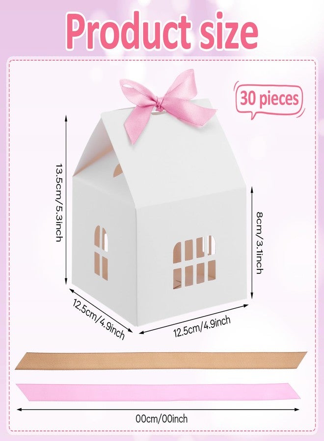 wutfuooo 30Pcs House Shaped Gift Boxes Paper House Boxes with Ribbons for Treats, House Gift Box Treat Boxes for Dessert, Fancy Cookie Boxes for Gift Giving - Image 2